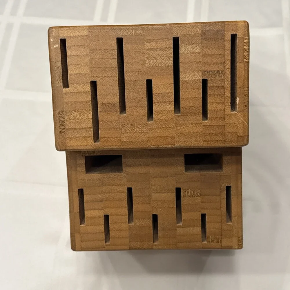 Pampered Chef Professional Wooden Knife Block 16 Slot Bamboo Retired